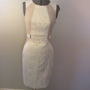 Calvin Klein Beige Woven Shift Dress with belt detail